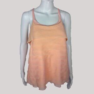 Design History Pink Blush Sheer Layer Halter Spaghetti Tank  Sleeveless Top